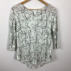 Cynthia Rowley Linen Top With Leaves Size Medium